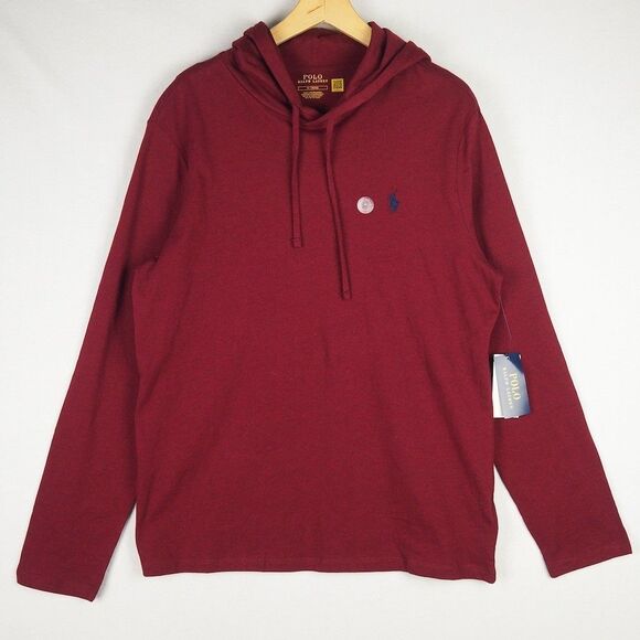 Polo by Ralph Lauren Other - Polo Ralph Lauren Red Jersey Hooded T-Shirt Mens Medium Embroidered Pony